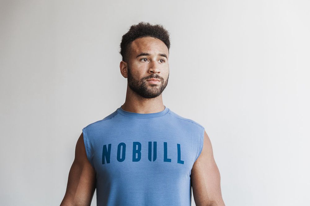 NOBULL Men's Sleeveless Tee - Coastal Blue - Ireland (9467BZLYC)